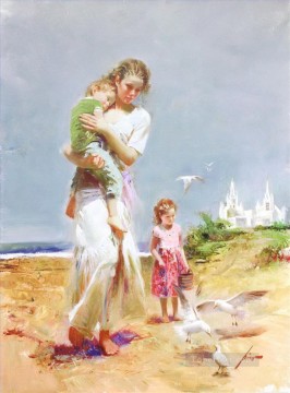 女性 Painting - ピノ・デニのお母さんと子供たち美しい女性女性